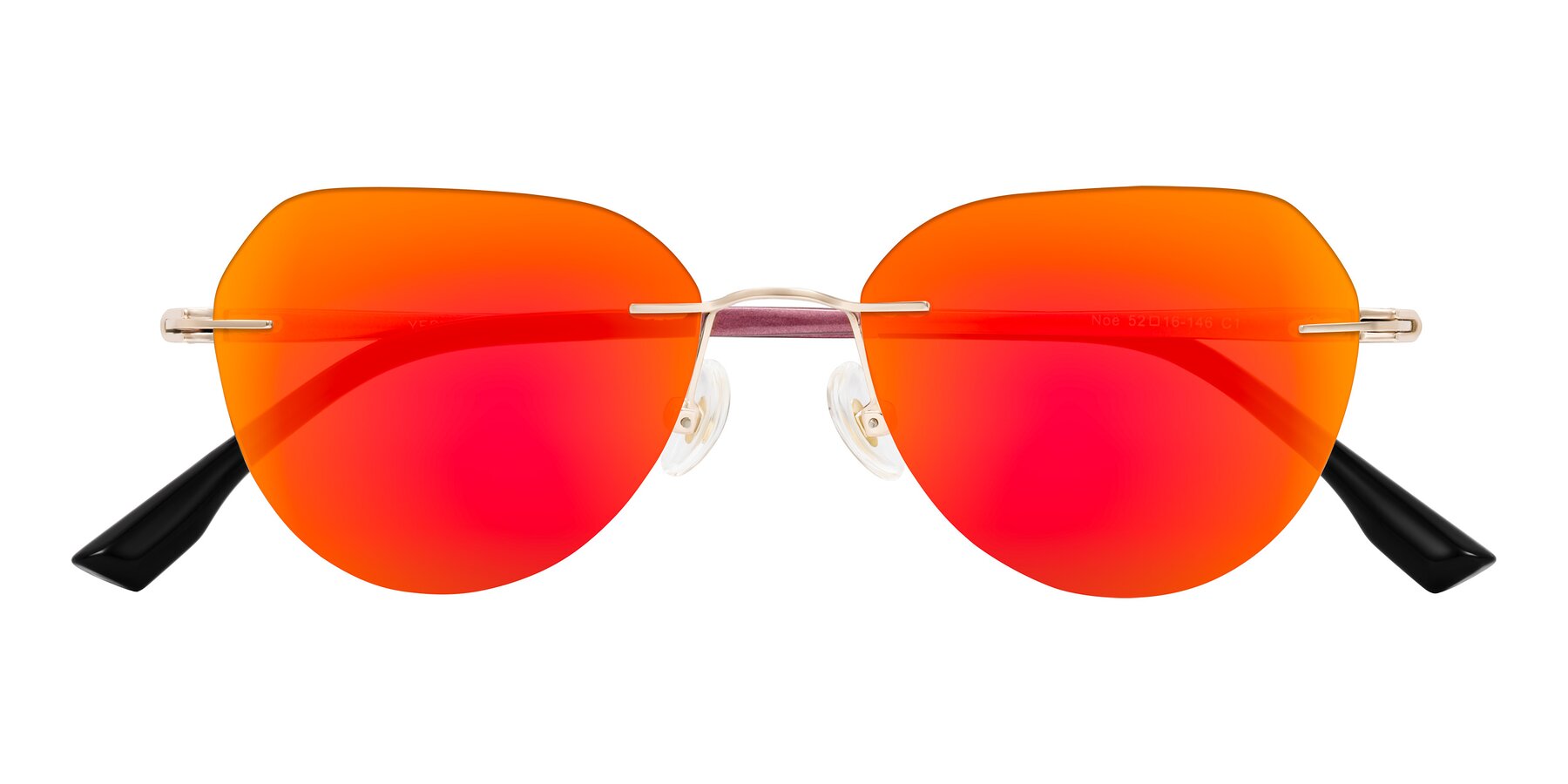Folded Front of Noe in Rose Gold/Purple with Red Gold Mirrored Lenses