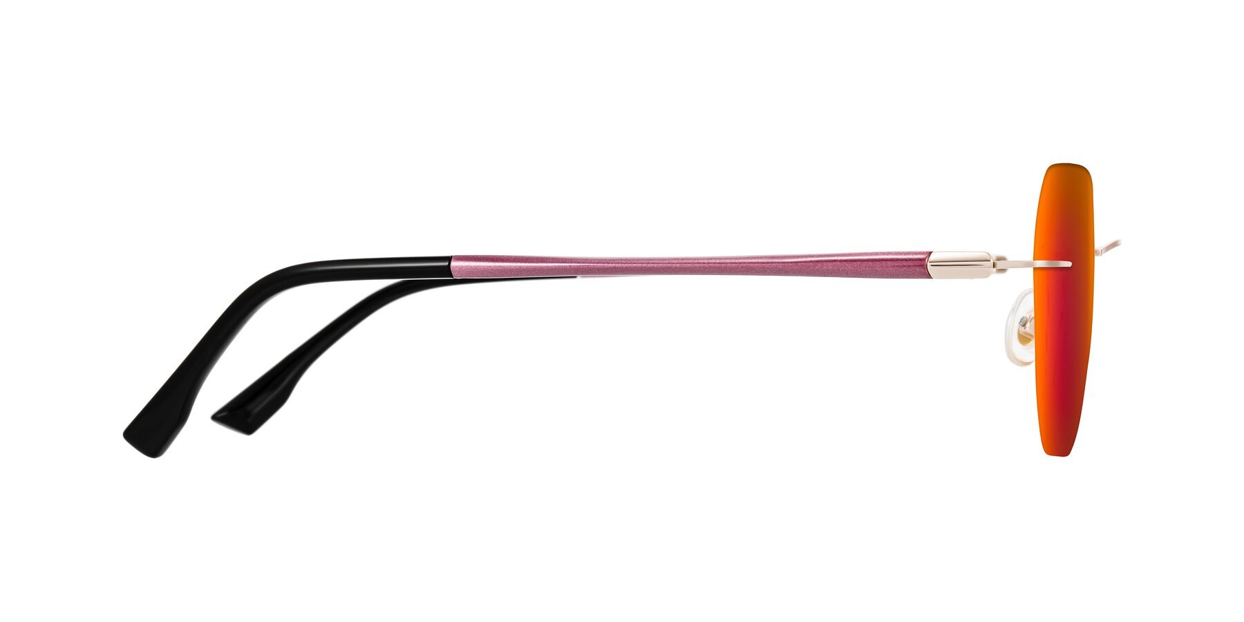 Side of Noe in Rose Gold/Purple with Red Gold Mirrored Lenses