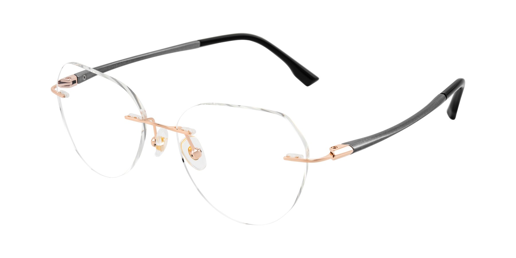 Angle of Noe in Rose Gold/Gray with Clear Eyeglass Lenses