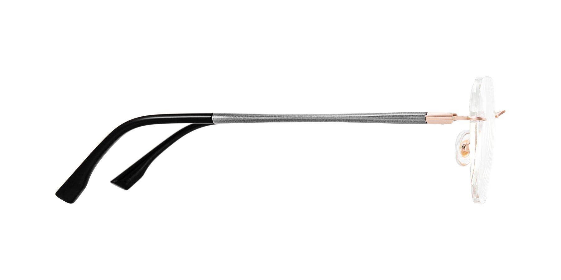 Side of Noe in Rose Gold/Gray with Clear Eyeglass Lenses