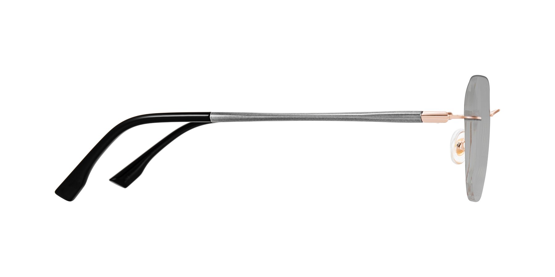 Side of Noe in Rose Gold/Gray with Light Gray Tinted Lenses