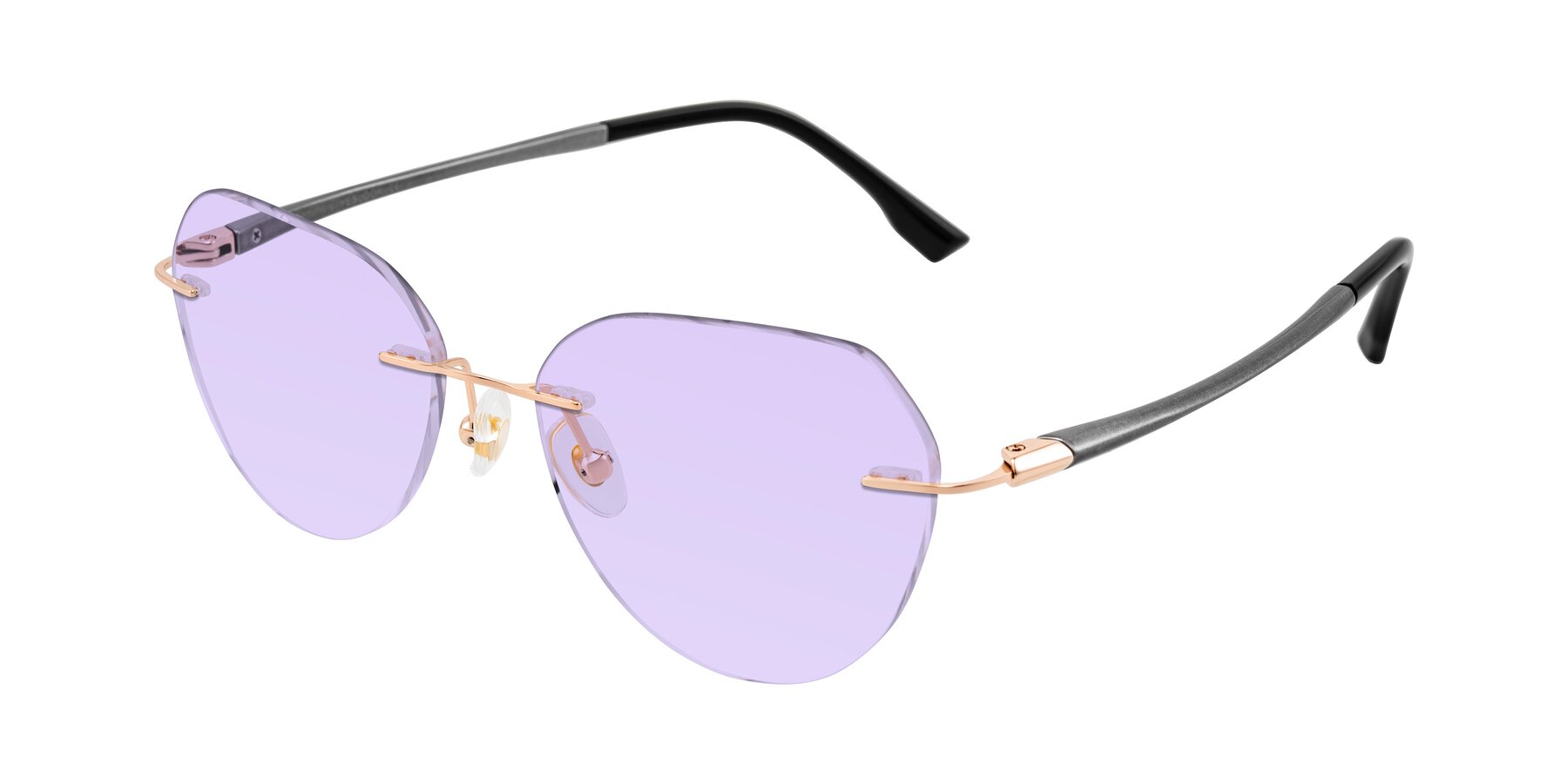 Angle of Noe in Rose Gold/Gray with Light Purple Tinted Lenses