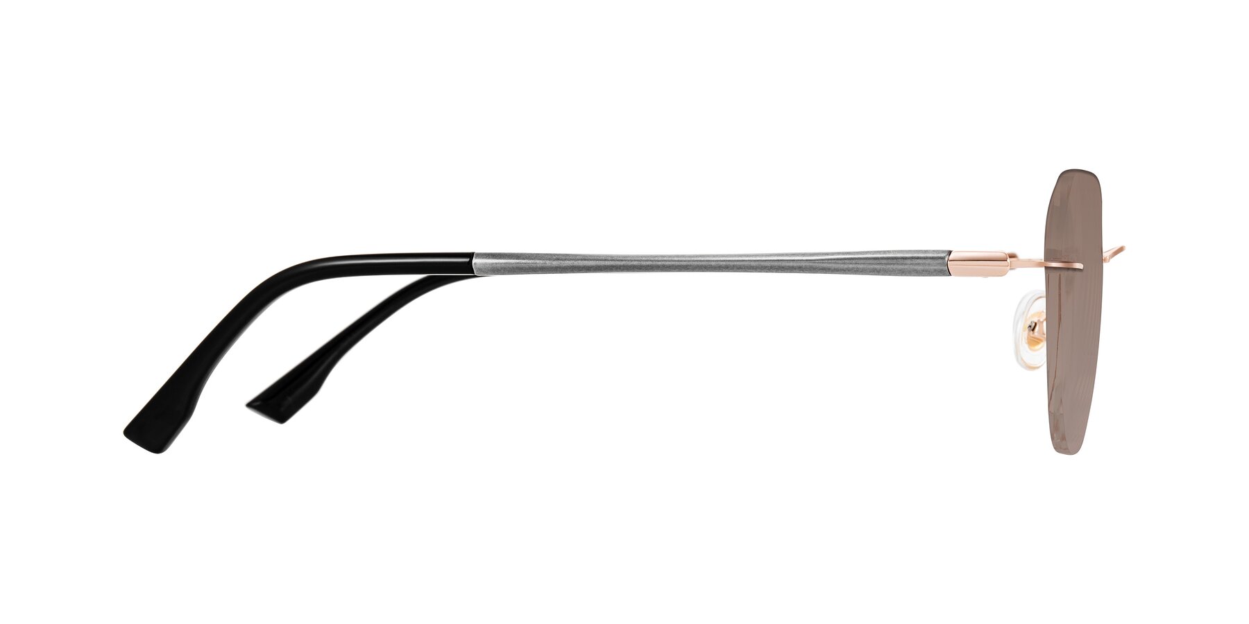 Side of Noe in Rose Gold/Gray with Medium Brown Tinted Lenses