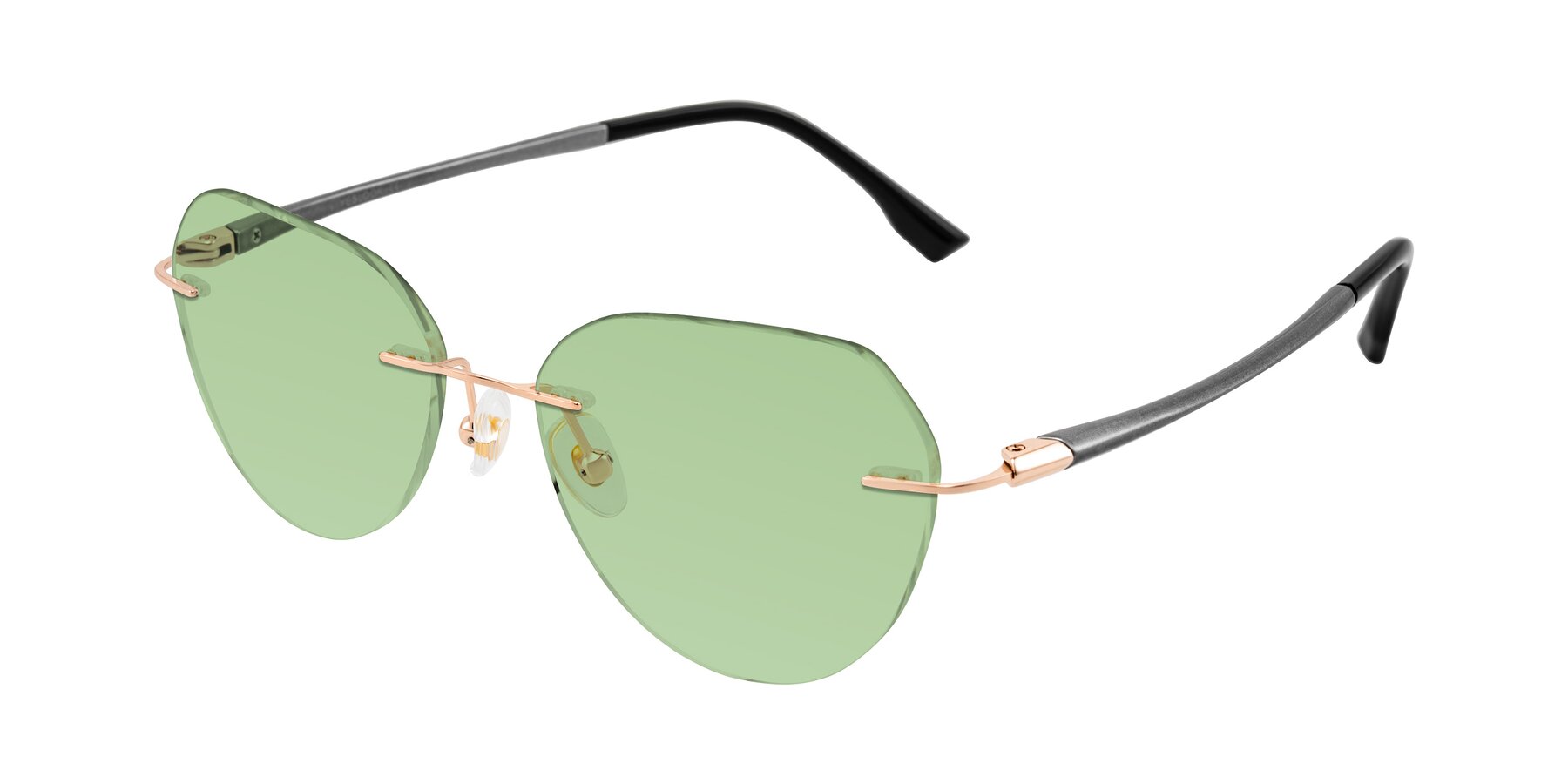 Angle of Noe in Rose Gold/Gray with Medium Green Tinted Lenses