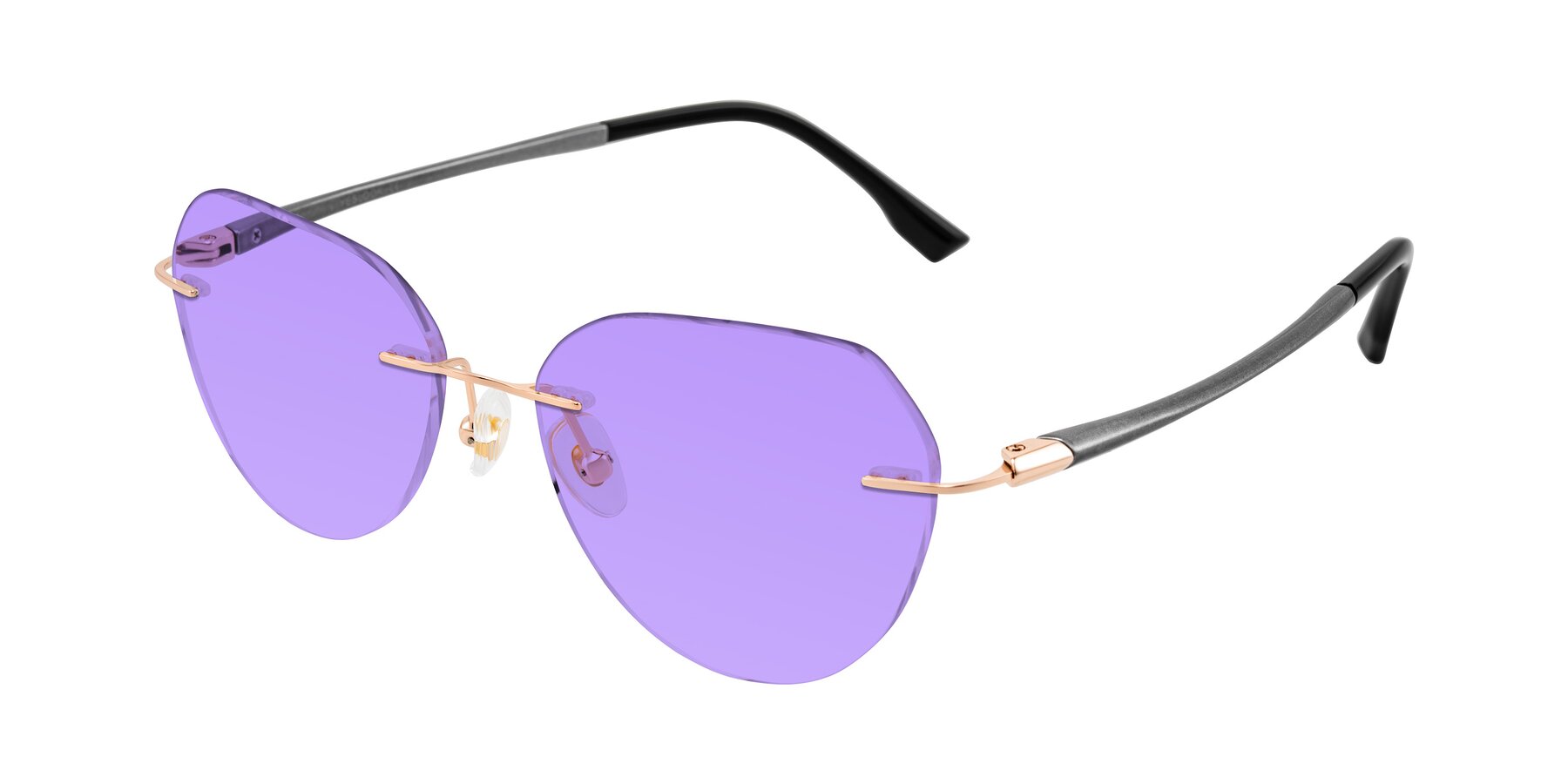 Angle of Noe in Rose Gold/Gray with Medium Purple Tinted Lenses