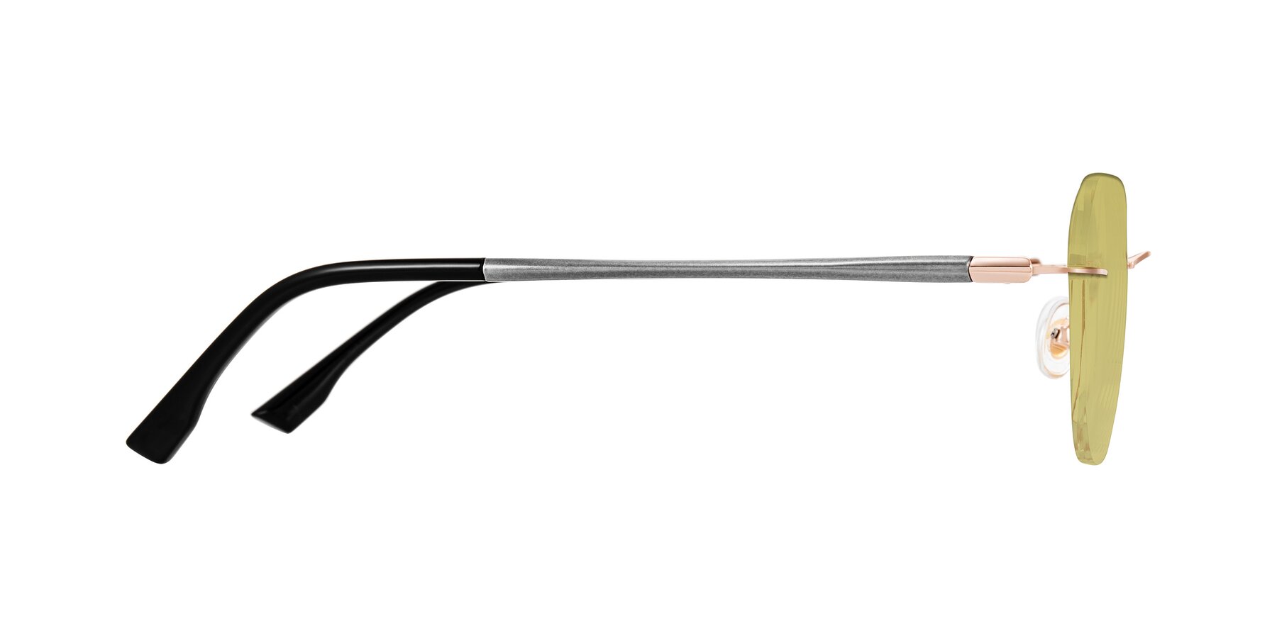 Side of Noe in Rose Gold/Gray with Medium Champagne Tinted Lenses