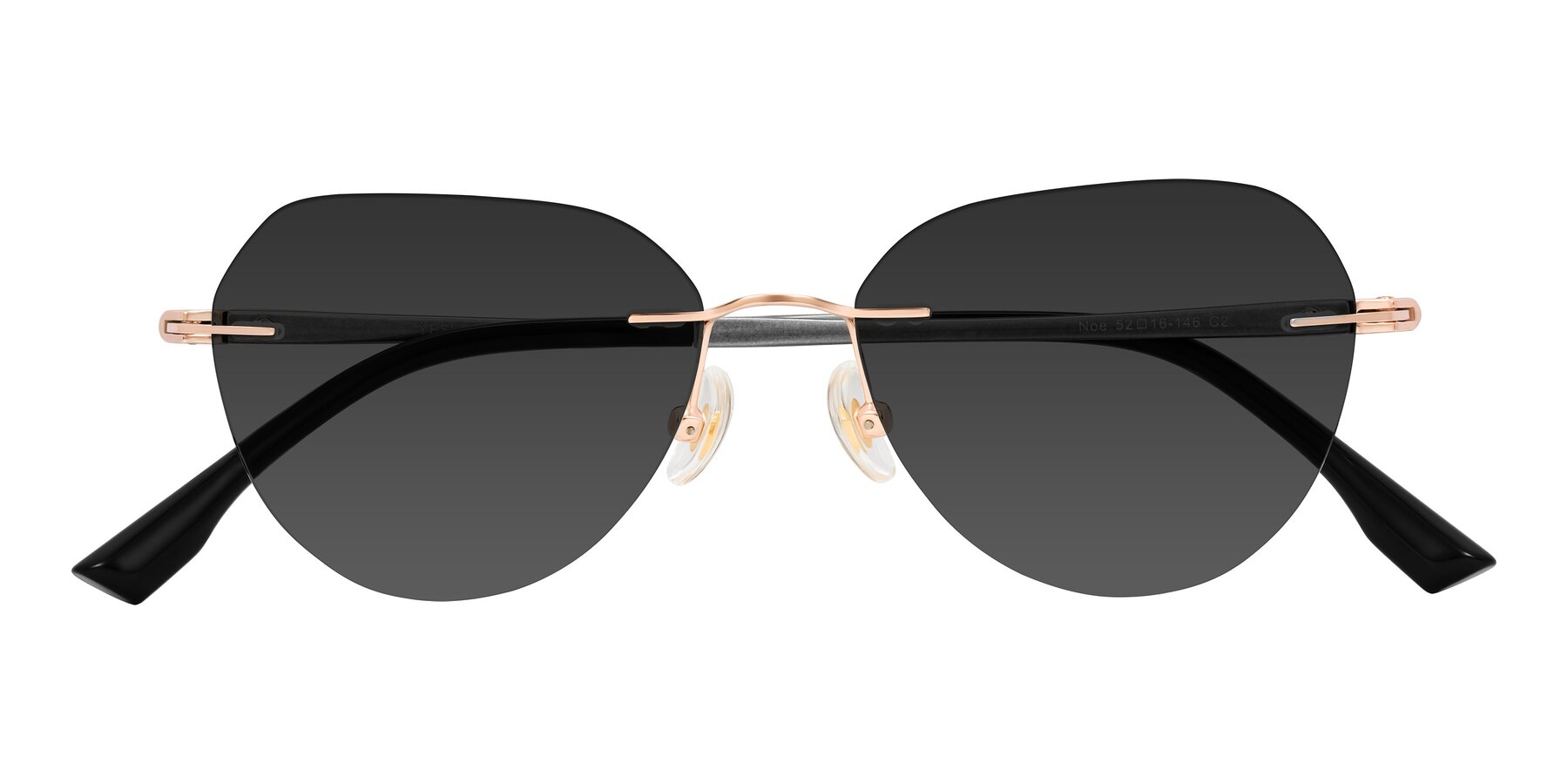 Folded Front of Noe in Rose Gold/Gray with Gray Tinted Lenses