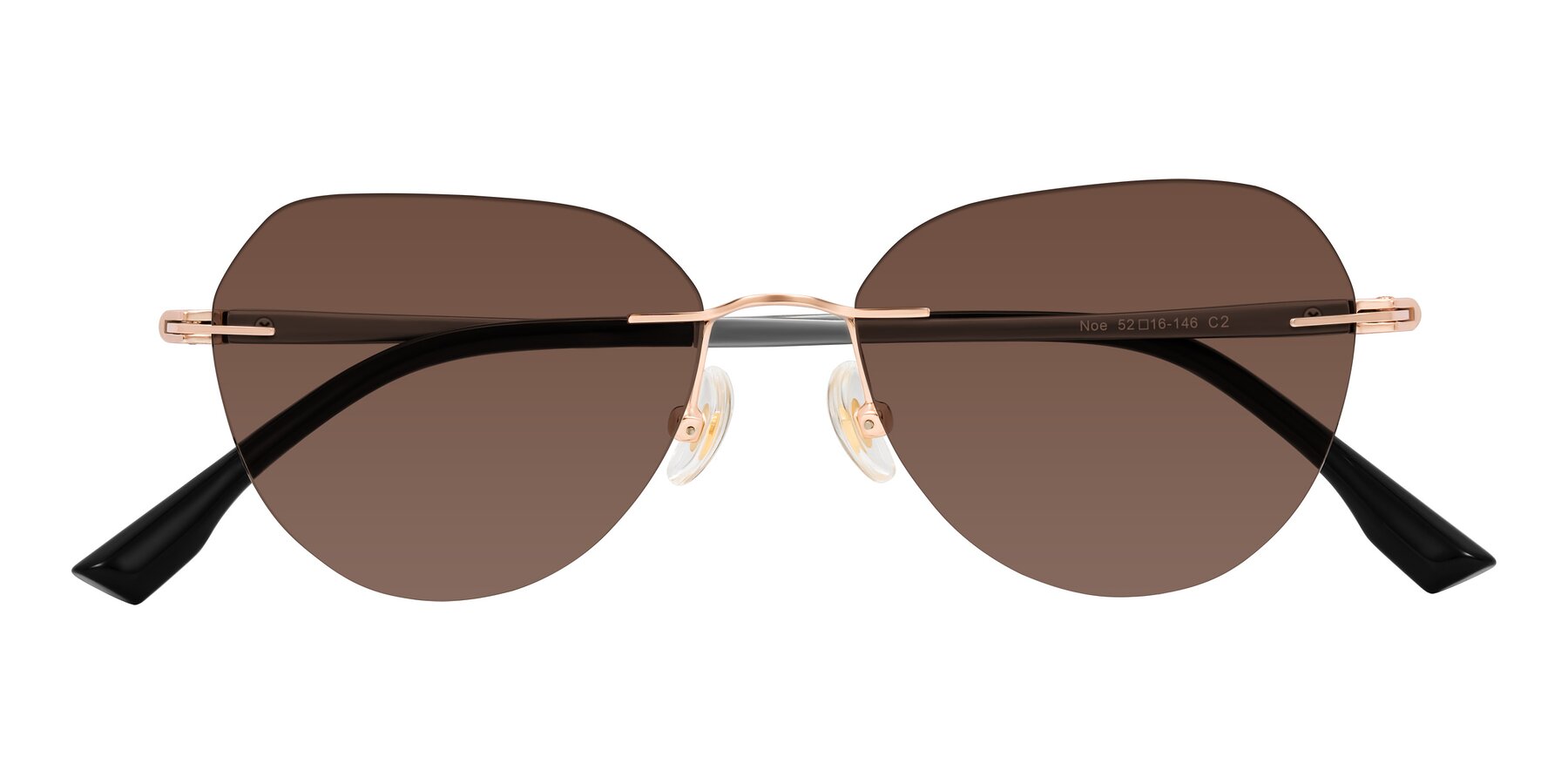Folded Front of Noe in Rose Gold/Gray with Brown Tinted Lenses