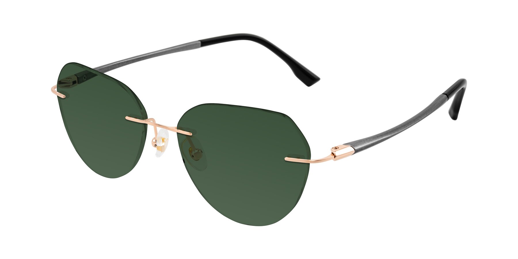 Angle of Noe in Rose Gold/Gray with Green Tinted Lenses