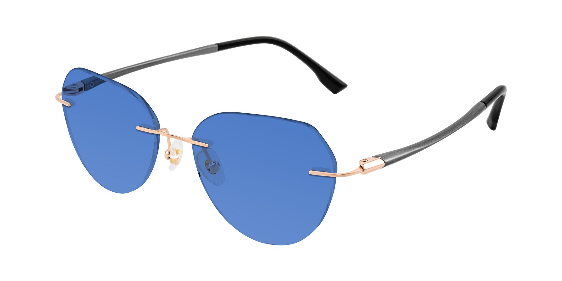 Angle of Noe in Rose Gold/Gray with Blue Tinted Lenses
