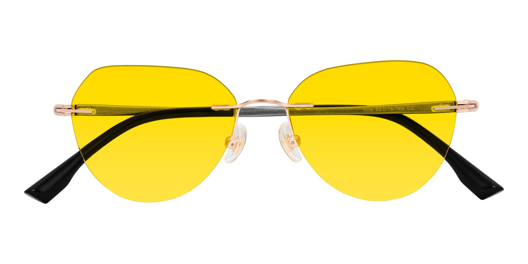 Folded Front of Noe in Rose Gold/Gray with Yellow Tinted Lenses