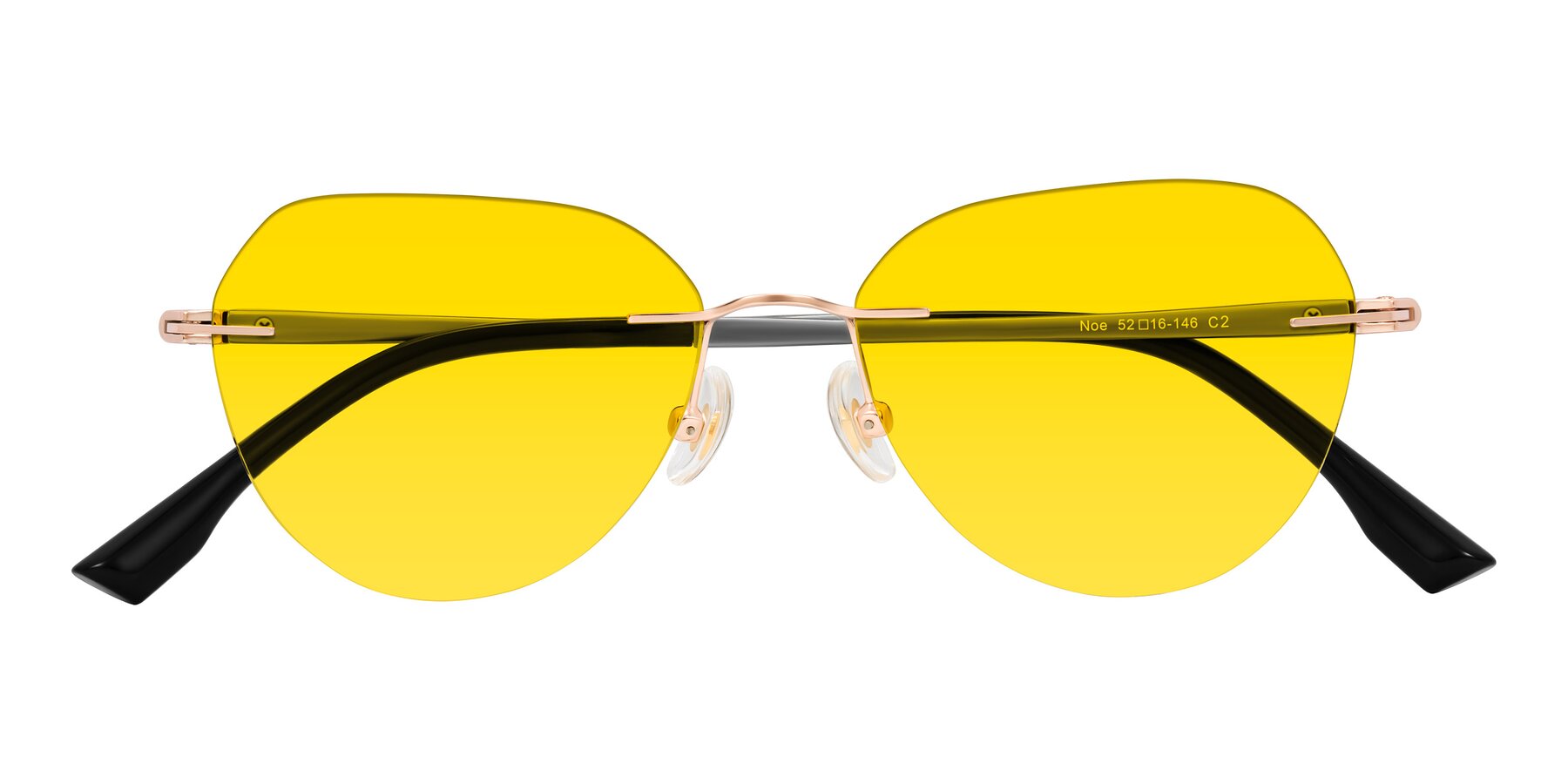 Folded Front of Noe in Rose Gold/Gray with Yellow Tinted Lenses