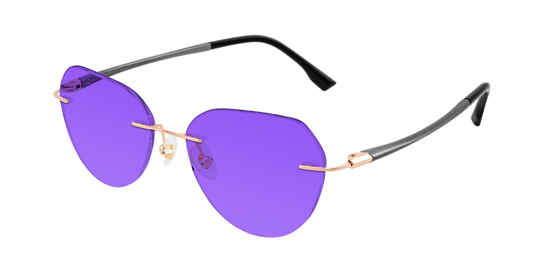 Angle of Noe in Rose Gold/Gray with Purple Tinted Lenses