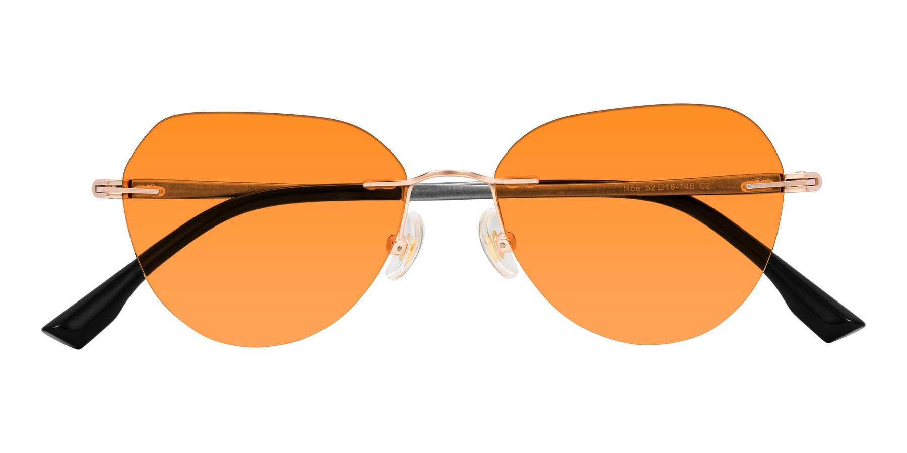 Folded Front of Noe in Rose Gold/Gray with Orange Tinted Lenses