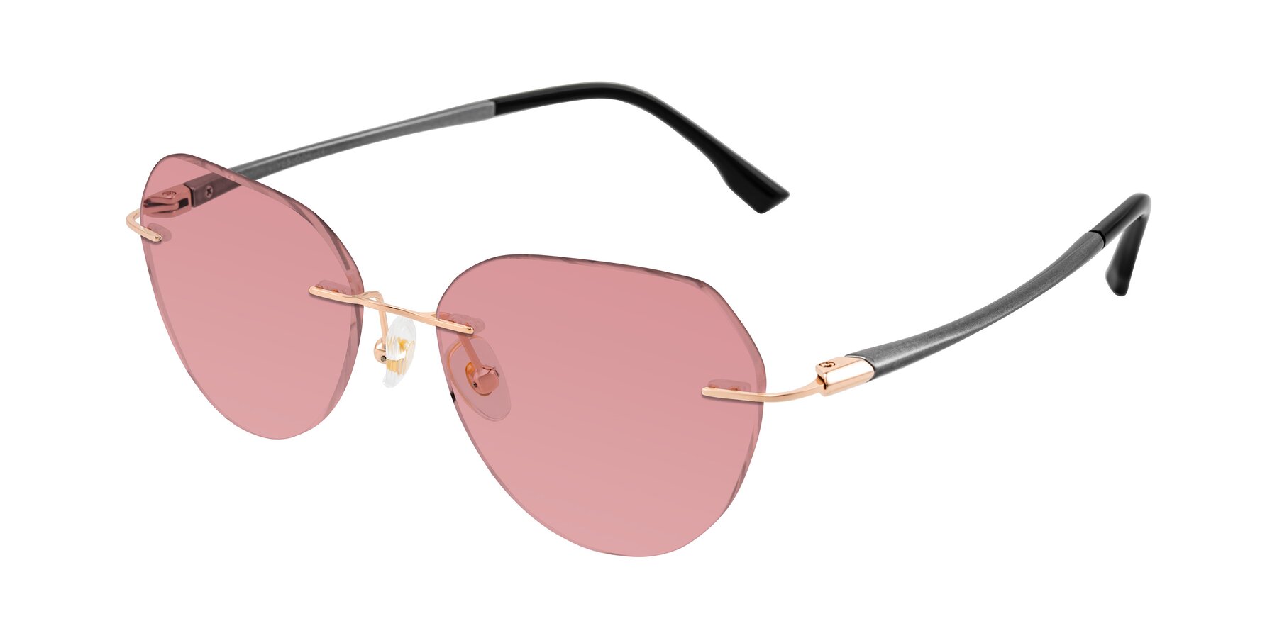 Angle of Noe in Rose Gold/Gray with Medium Garnet Tinted Lenses