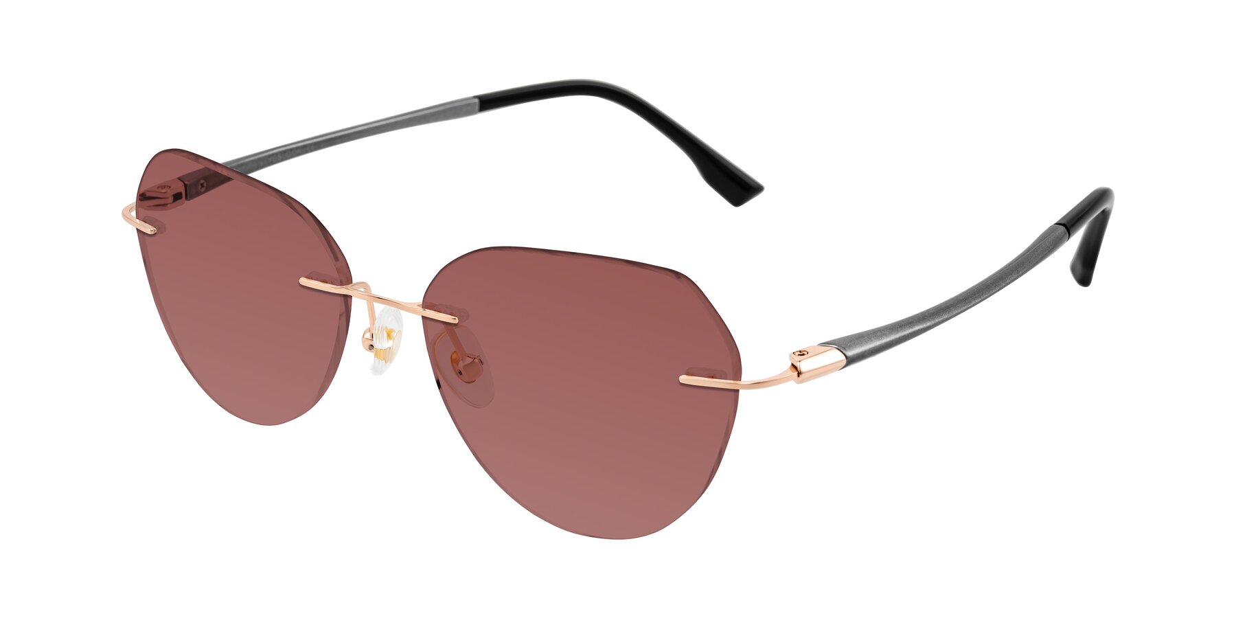 Angle of Noe in Rose Gold/Gray with Garnet Tinted Lenses