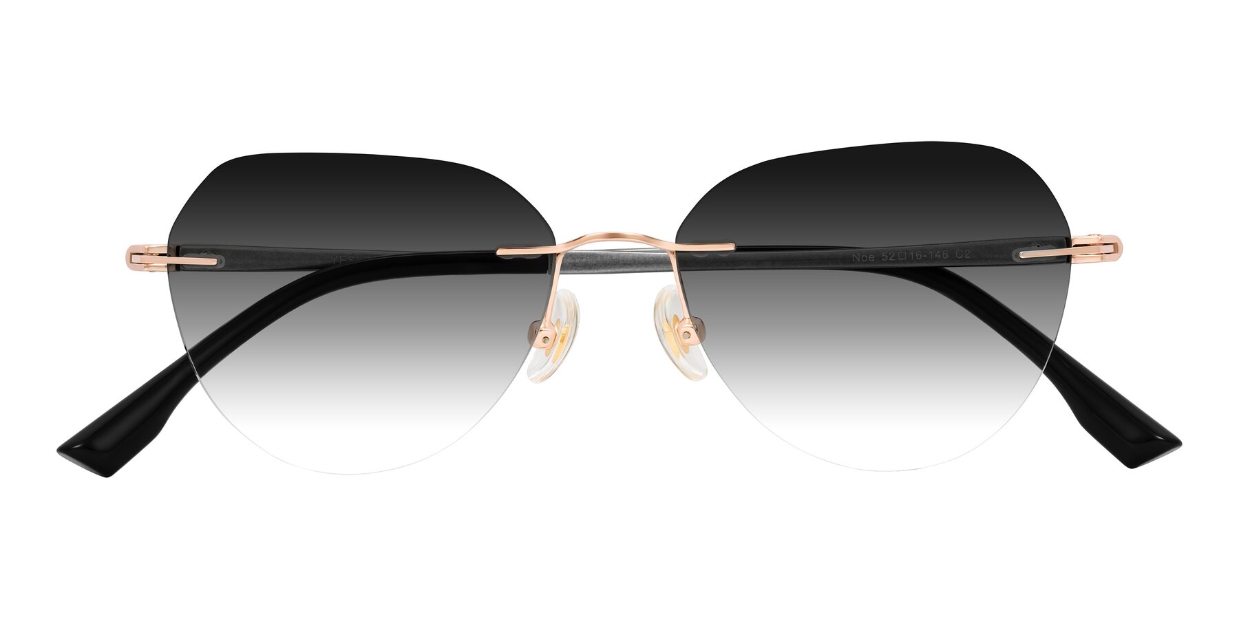 Folded Front of Noe in Rose Gold/Gray with Gray Gradient Lenses