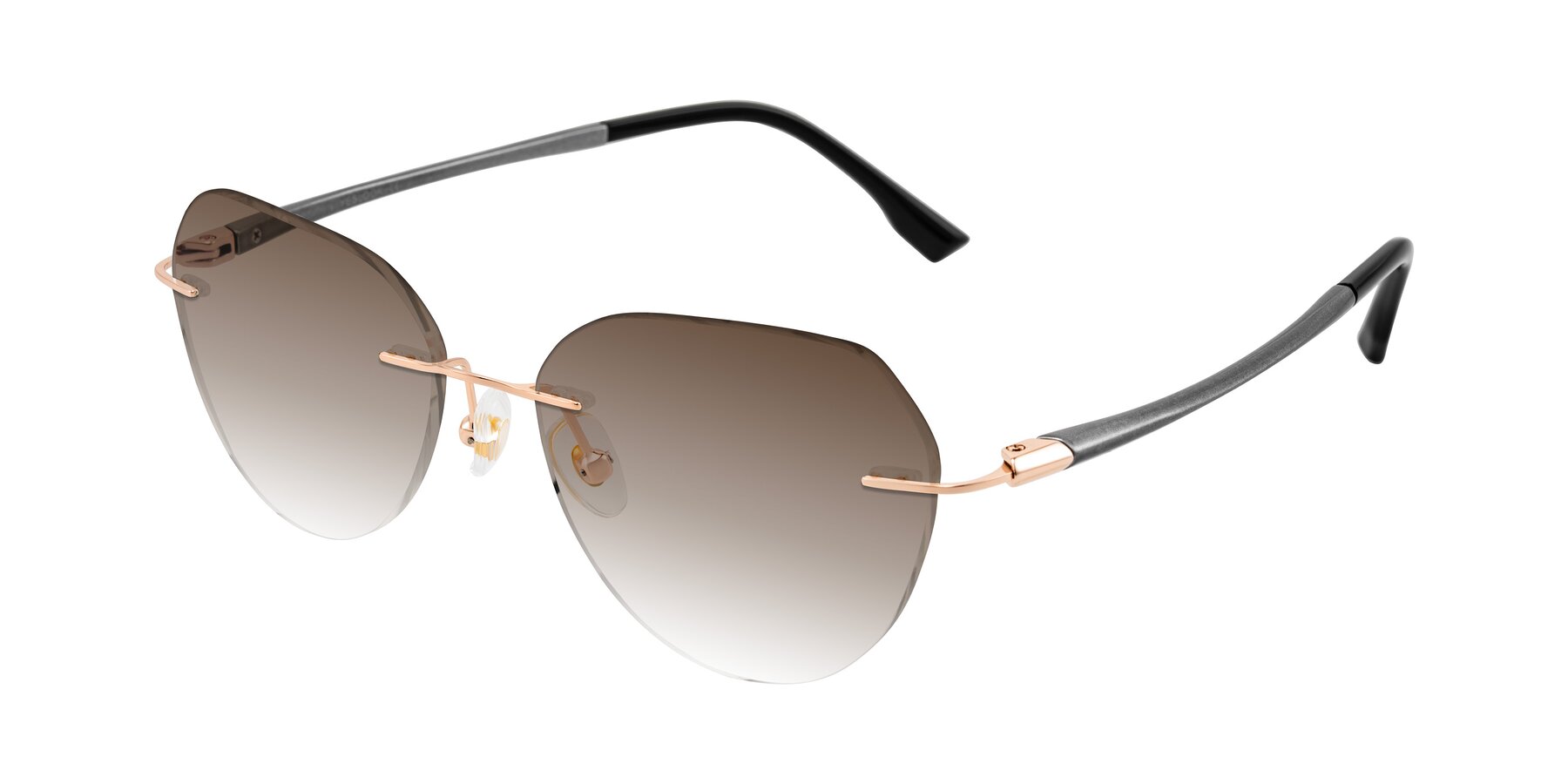 Angle of Noe in Rose Gold/Gray with Brown Gradient Lenses