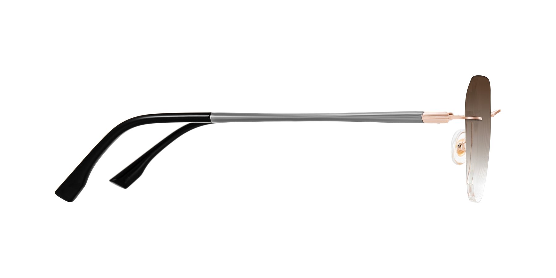 Side of Noe in Rose Gold/Gray with Brown Gradient Lenses
