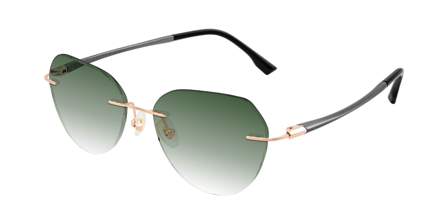 Angle of Noe in Rose Gold/Gray with Green Gradient Lenses