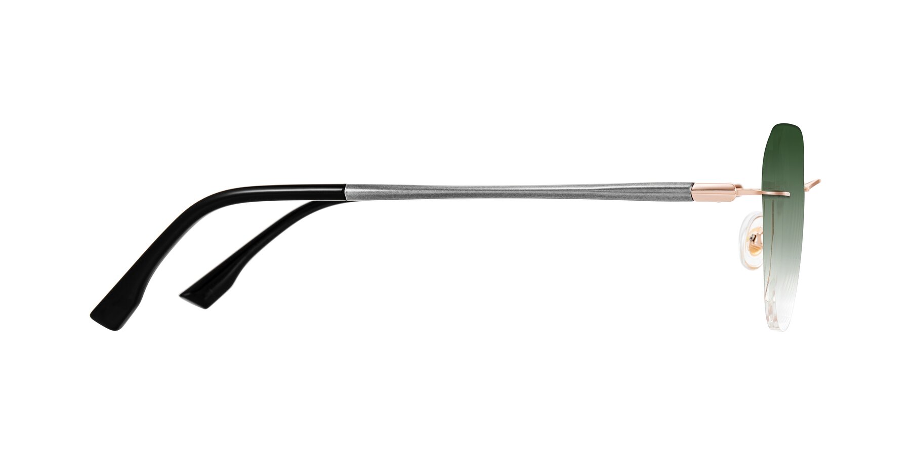 Side of Noe in Rose Gold/Gray with Green Gradient Lenses