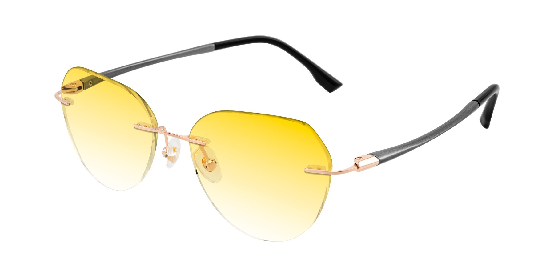 Angle of Noe in Rose Gold/Gray with Yellow Gradient Lenses