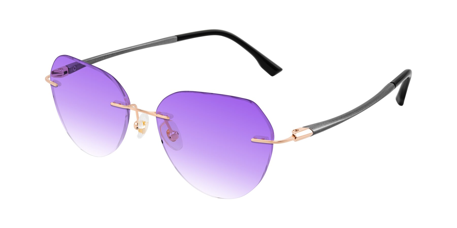 Angle of Noe in Rose Gold/Gray with Purple Gradient Lenses