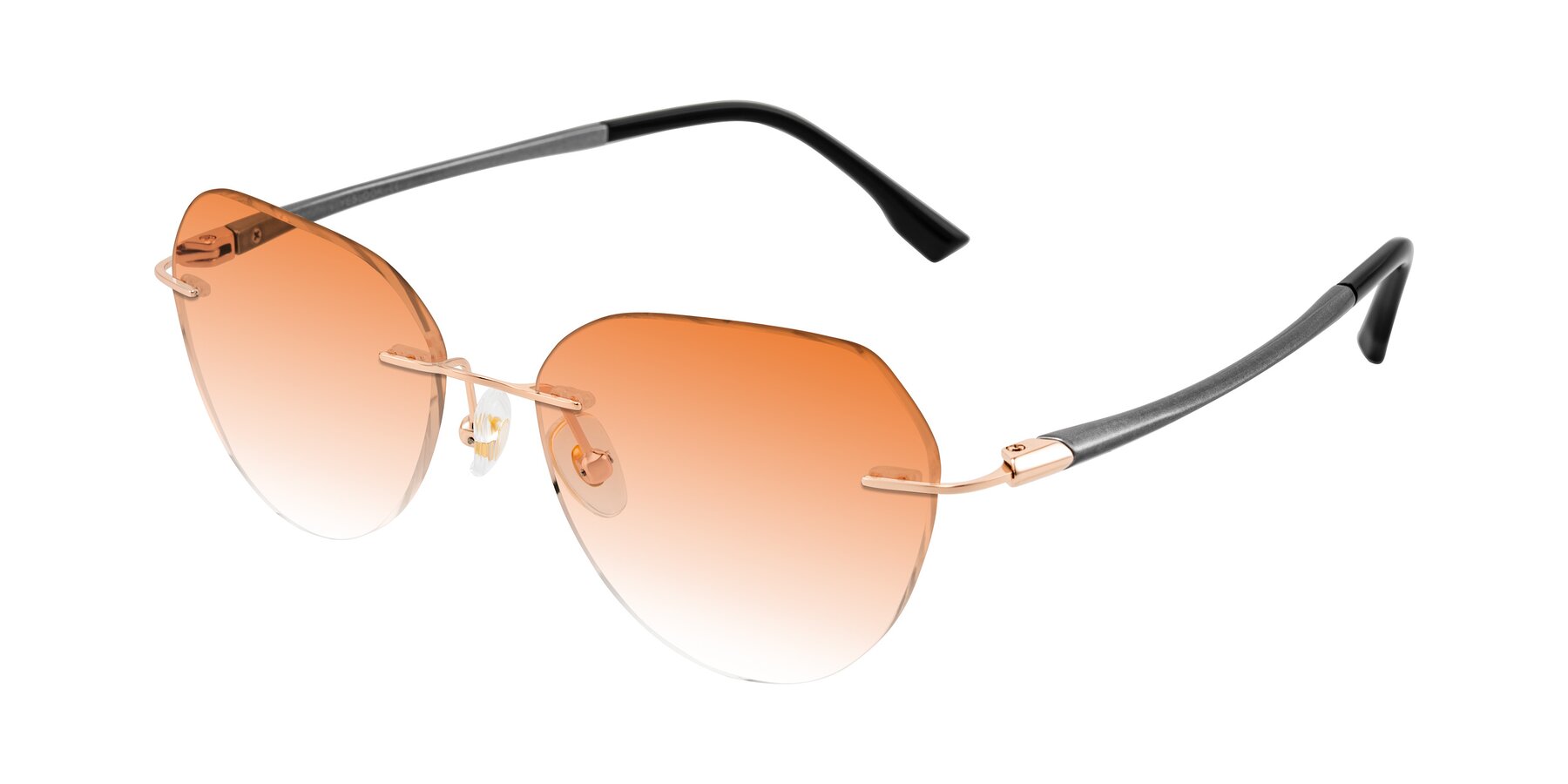 Angle of Noe in Rose Gold/Gray with Orange Gradient Lenses