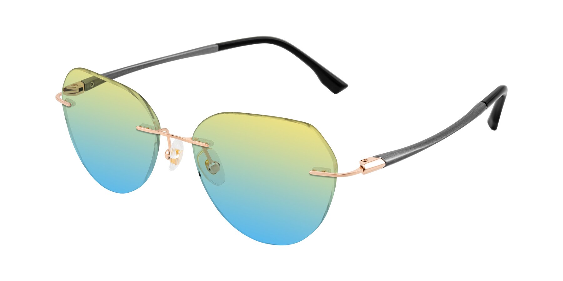 Angle of Noe in Rose Gold/Gray with Yellow / Blue Gradient Lenses