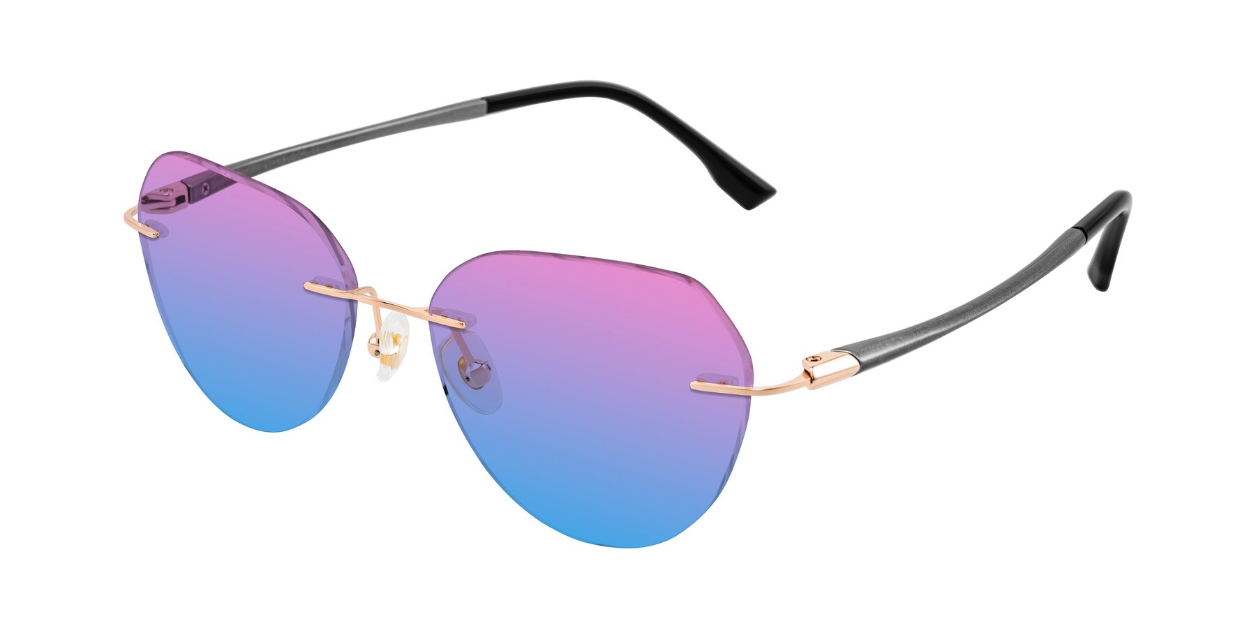 Angle of Noe in Rose Gold/Gray with Pink / Blue Gradient Lenses