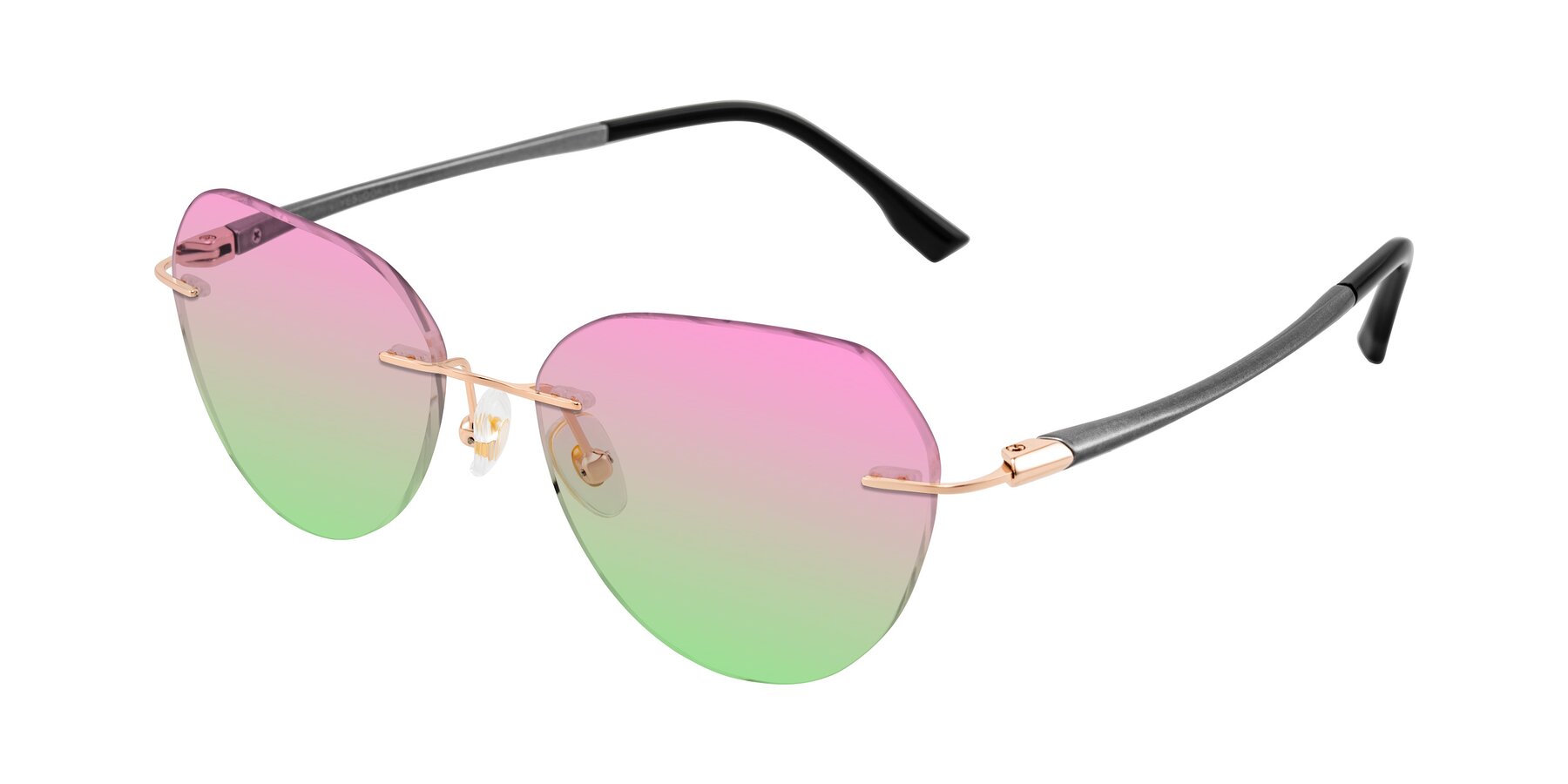 Angle of Noe in Rose Gold/Gray with Pink / Green Gradient Lenses