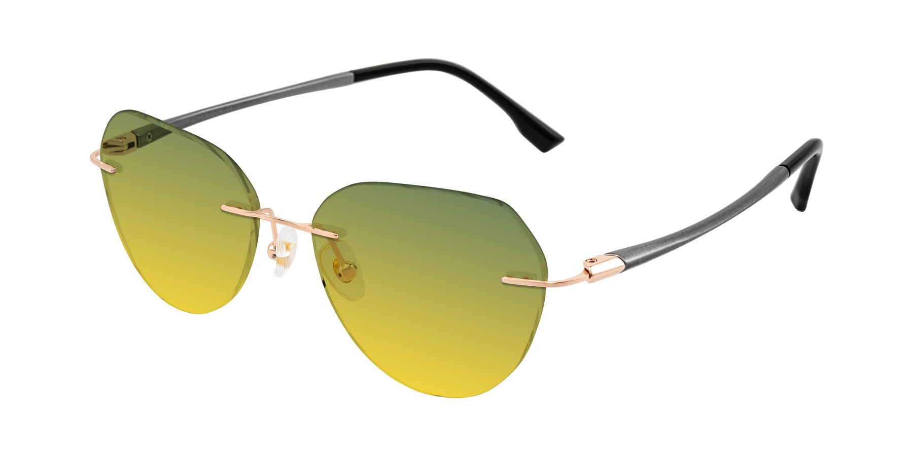 Angle of Noe in Rose Gold/Gray with Green / Yellow Gradient Lenses