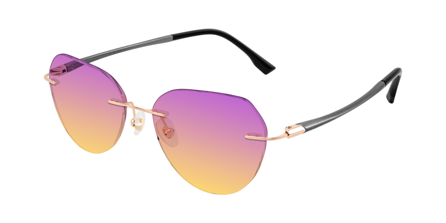 Angle of Noe in Rose Gold/Gray with Purple / Yellow Gradient Lenses