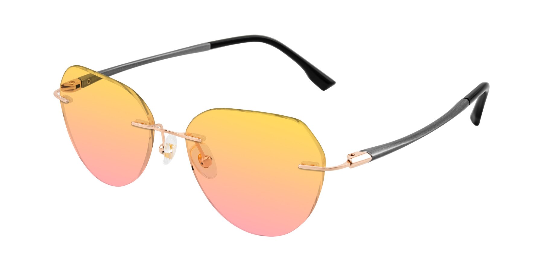 Angle of Noe in Rose Gold/Gray with Yellow / Pink Gradient Lenses