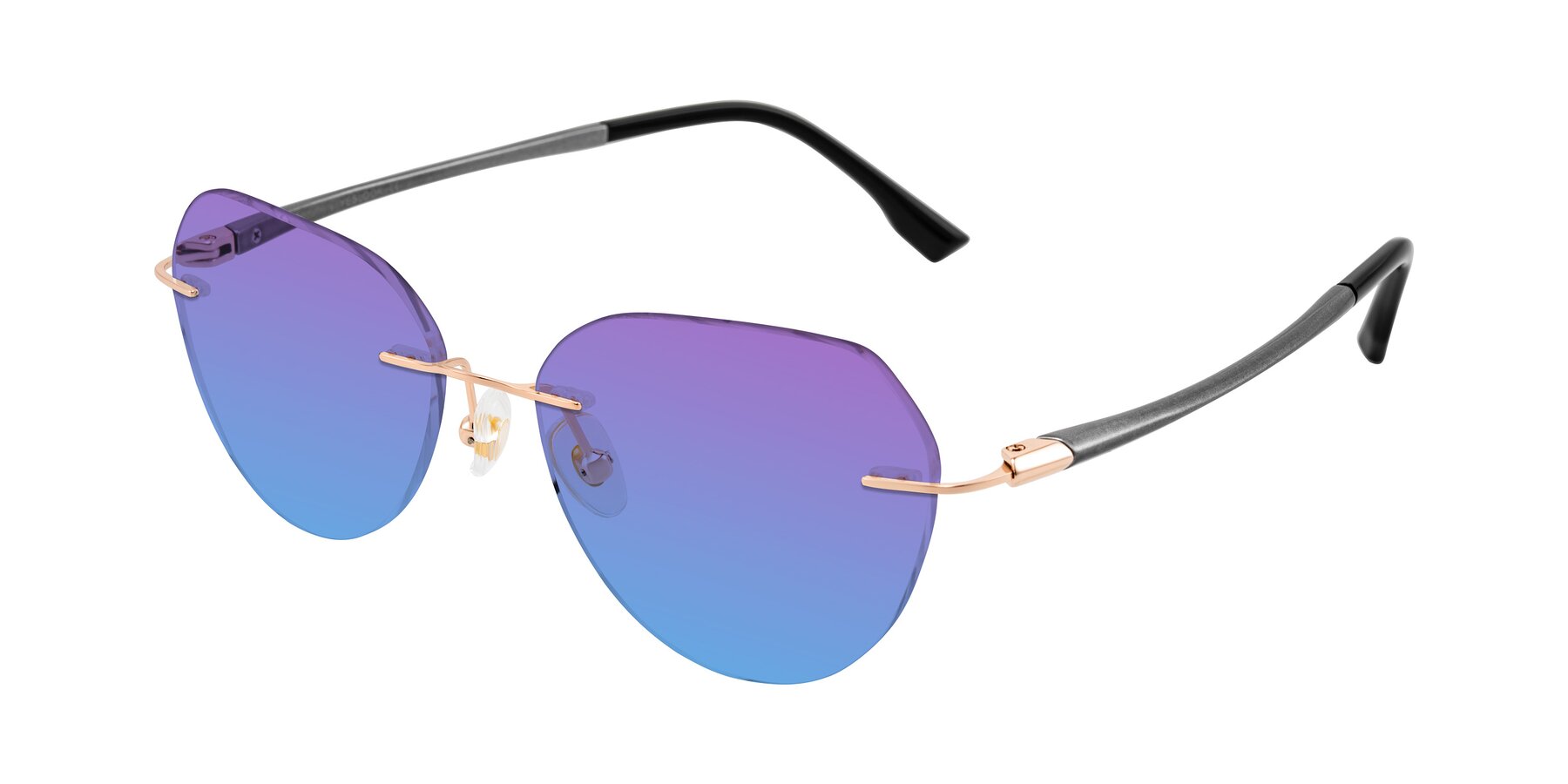 Angle of Noe in Rose Gold/Gray with Purple / Blue Gradient Lenses