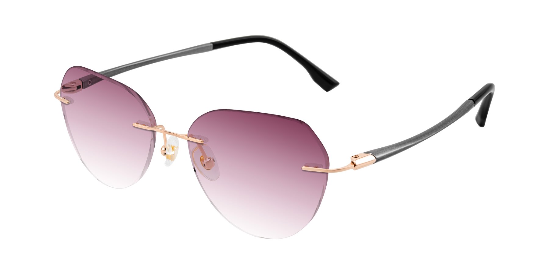 Angle of Noe in Rose Gold/Gray with Wine Gradient Lenses