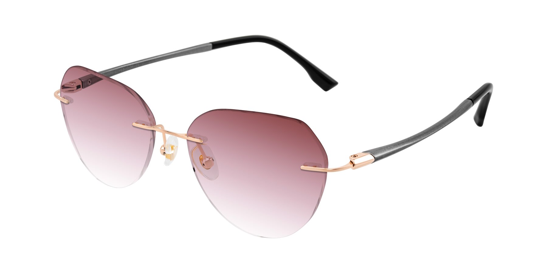 Angle of Noe in Rose Gold/Gray with Garnet Gradient Lenses