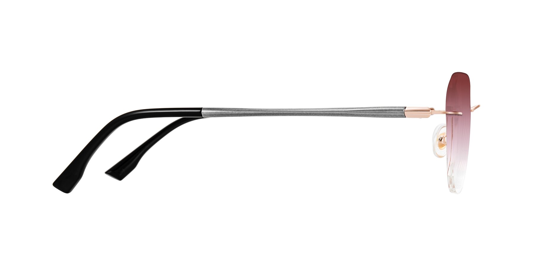Side of Noe in Rose Gold/Gray with Garnet Gradient Lenses