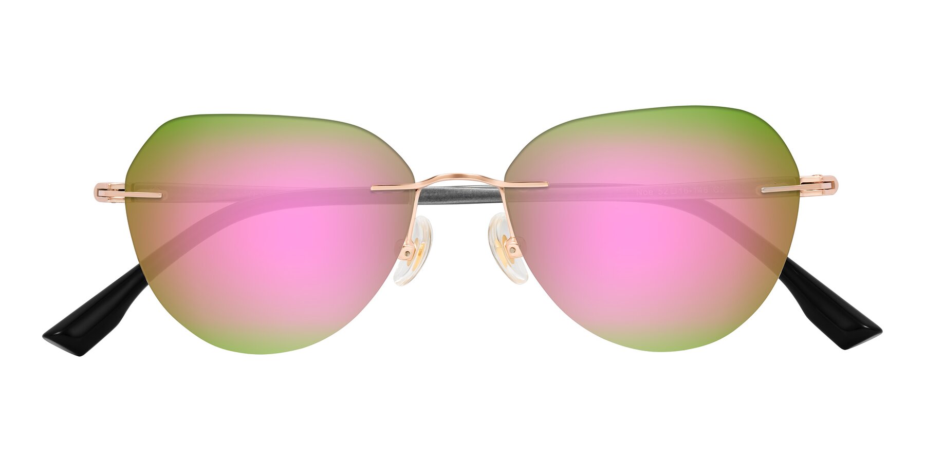 Folded Front of Noe in Rose Gold/Gray with Pink Mirrored Lenses