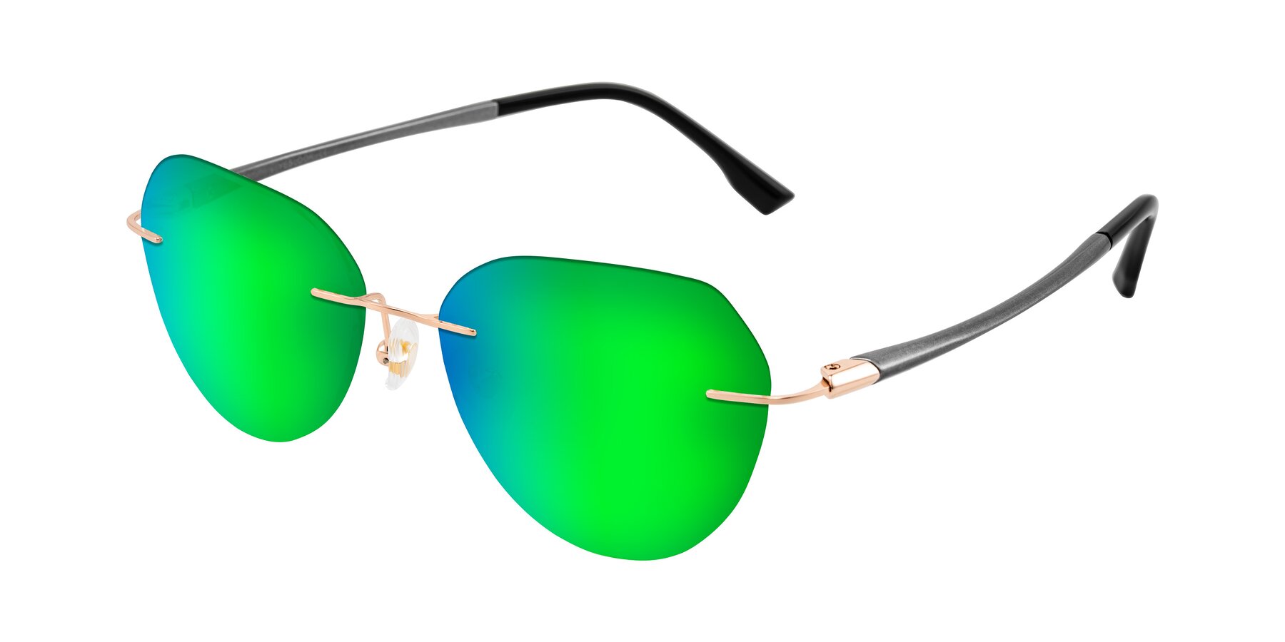Angle of Noe in Rose Gold/Gray with Green Mirrored Lenses