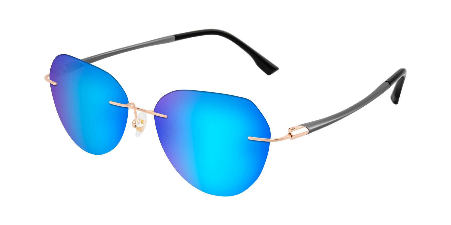 Angle of Noe in Rose Gold/Gray with Blue Mirrored Lenses