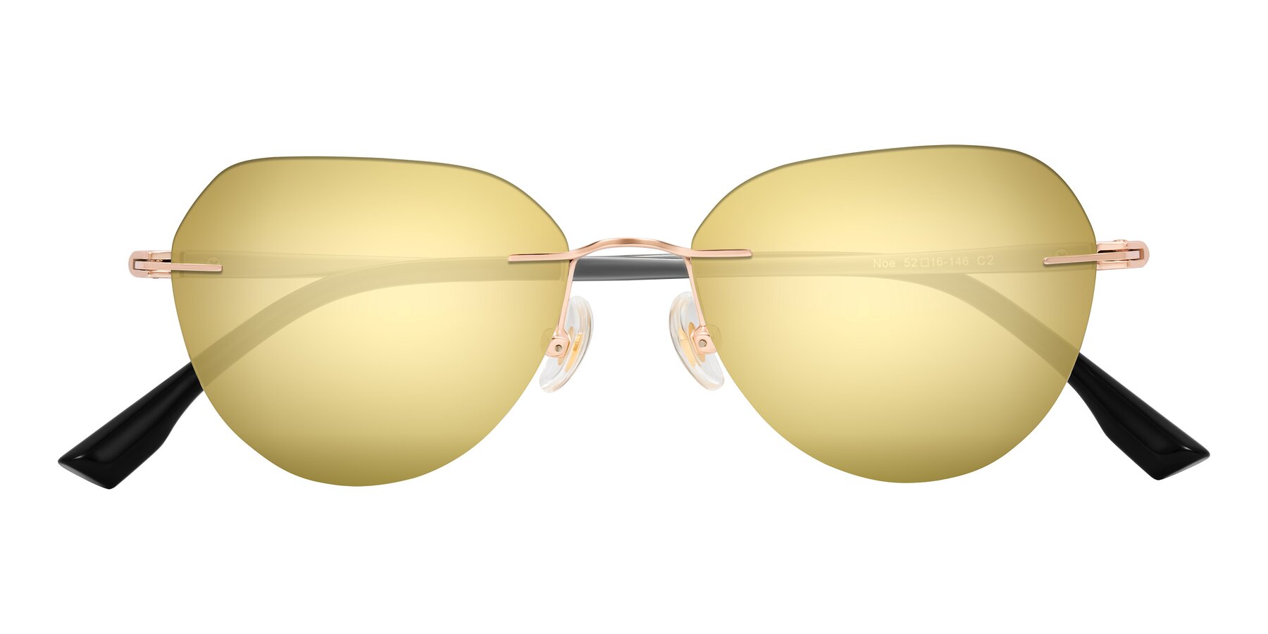 Folded Front of Noe in Rose Gold/Gray with Gold Mirrored Lenses
