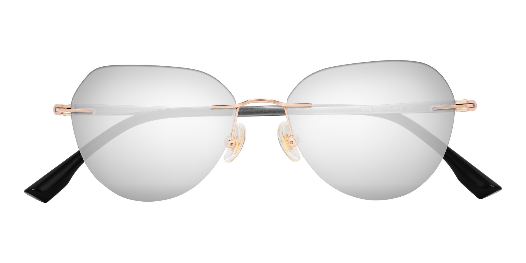 Folded Front of Noe in Rose Gold/Gray with Silver Mirrored Lenses
