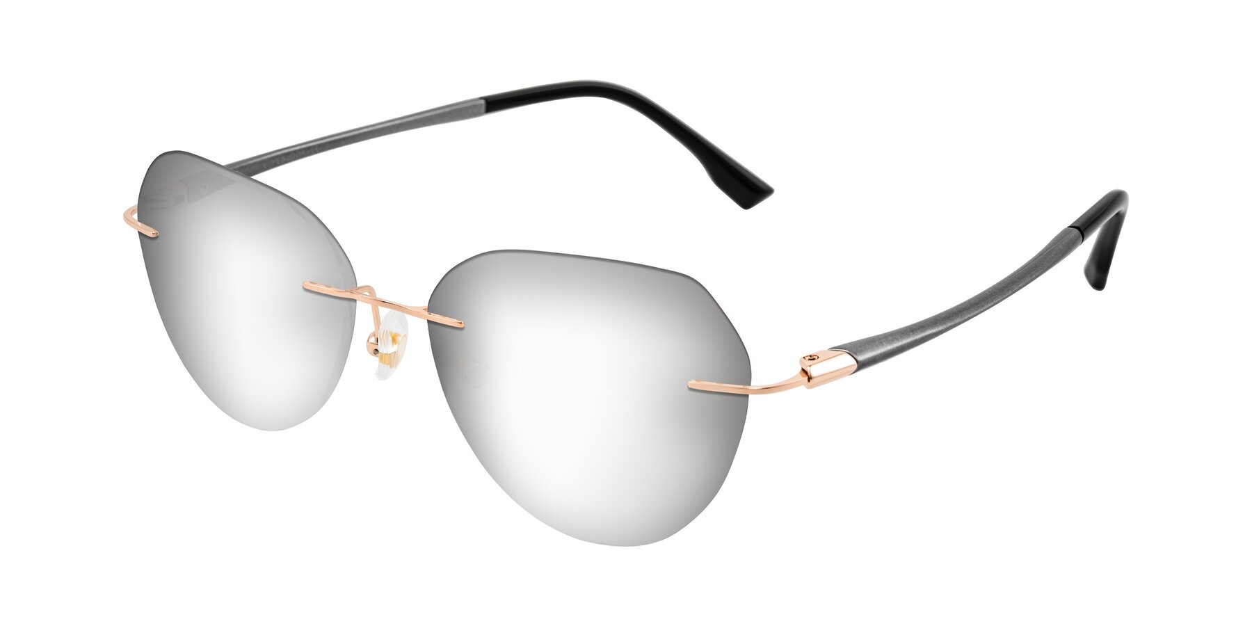Angle of Noe in Rose Gold/Gray with Silver Mirrored Lenses