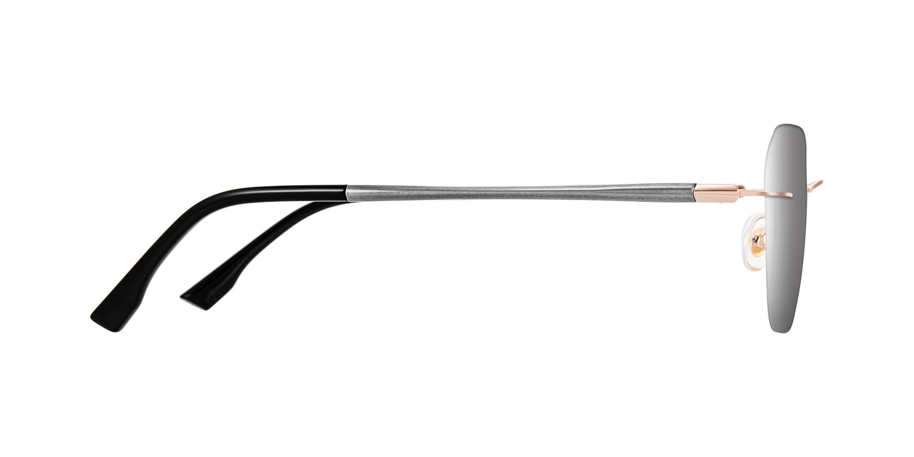 Side of Noe in Rose Gold/Gray with Silver Mirrored Lenses