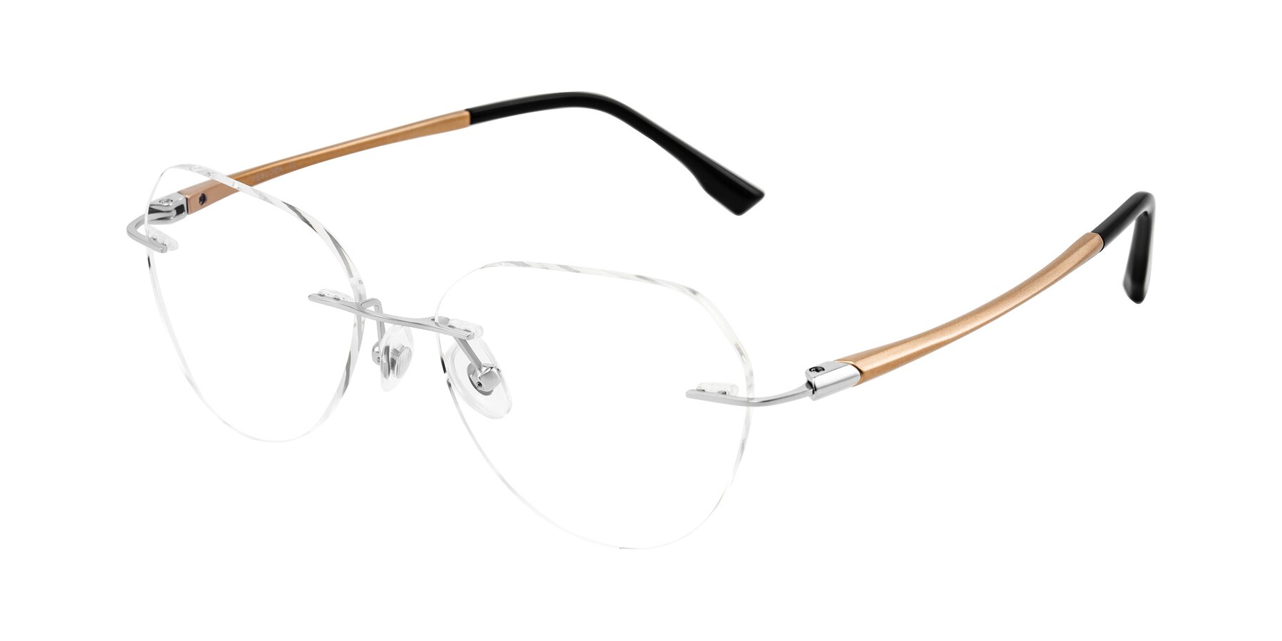 Angle of Noe in Silver/Brown with Clear Eyeglass Lenses