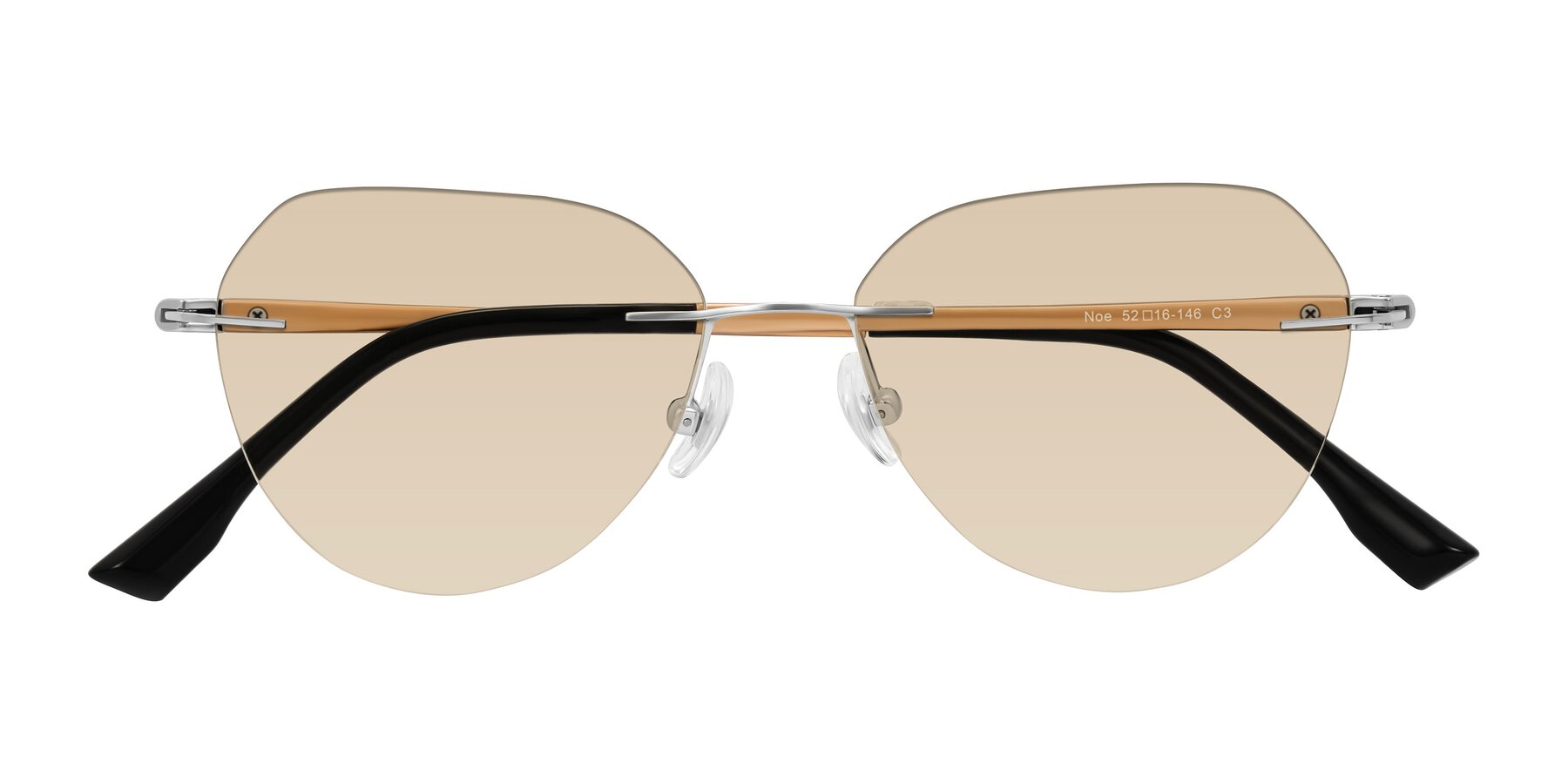 Folded Front of Noe in Silver/Brown with Light Brown Tinted Lenses