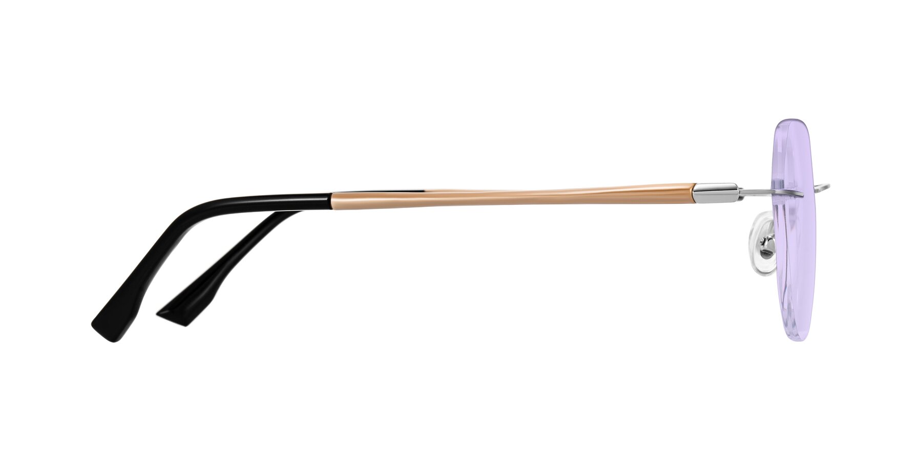 Side of Noe in Silver/Brown with Light Purple Tinted Lenses