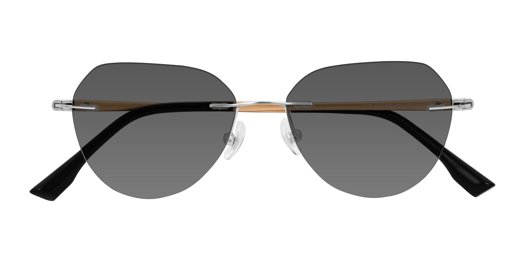Folded Front of Noe in Silver/Brown with Medium Gray Tinted Lenses
