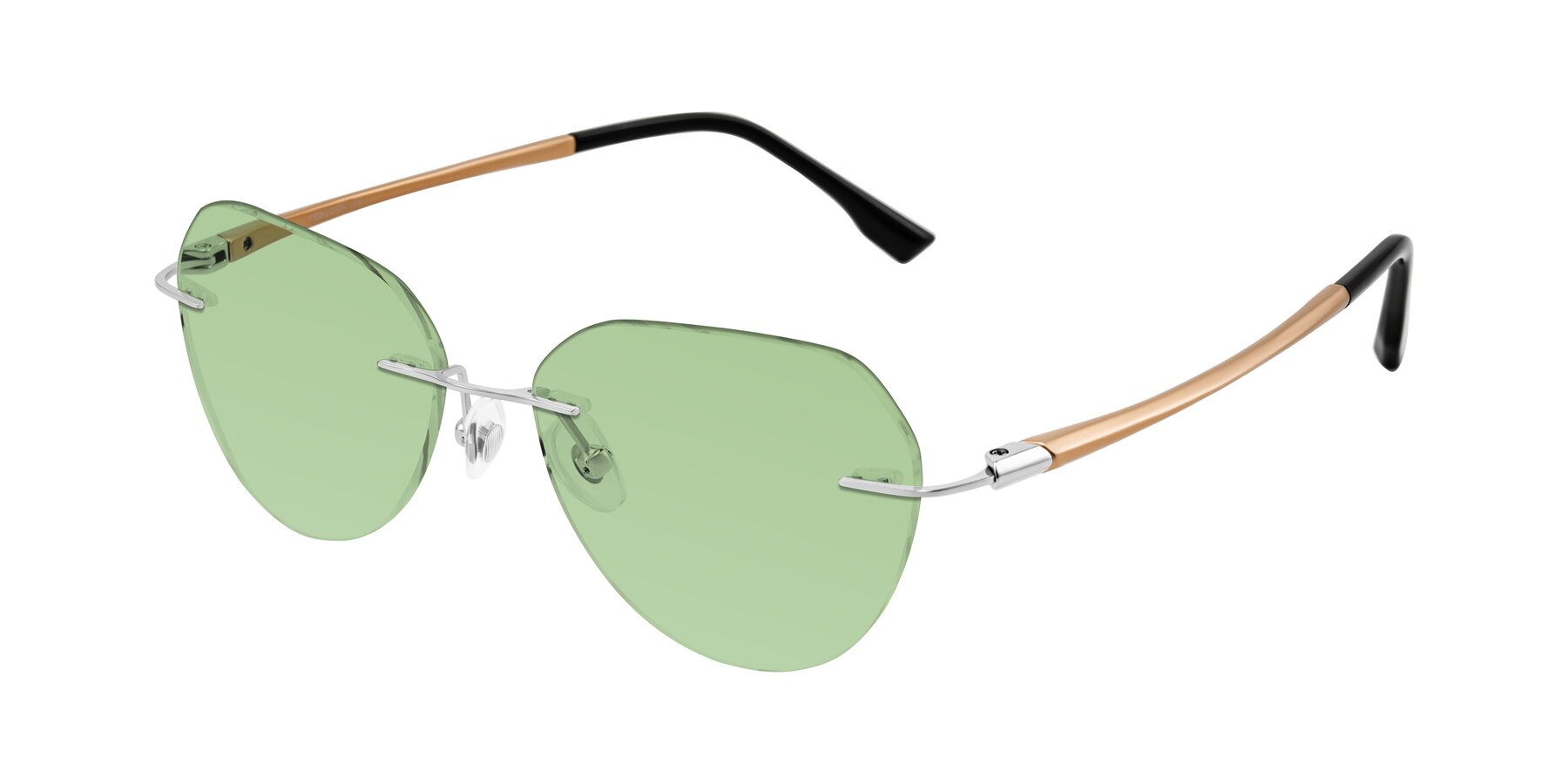 Angle of Noe in Silver/Brown with Medium Green Tinted Lenses